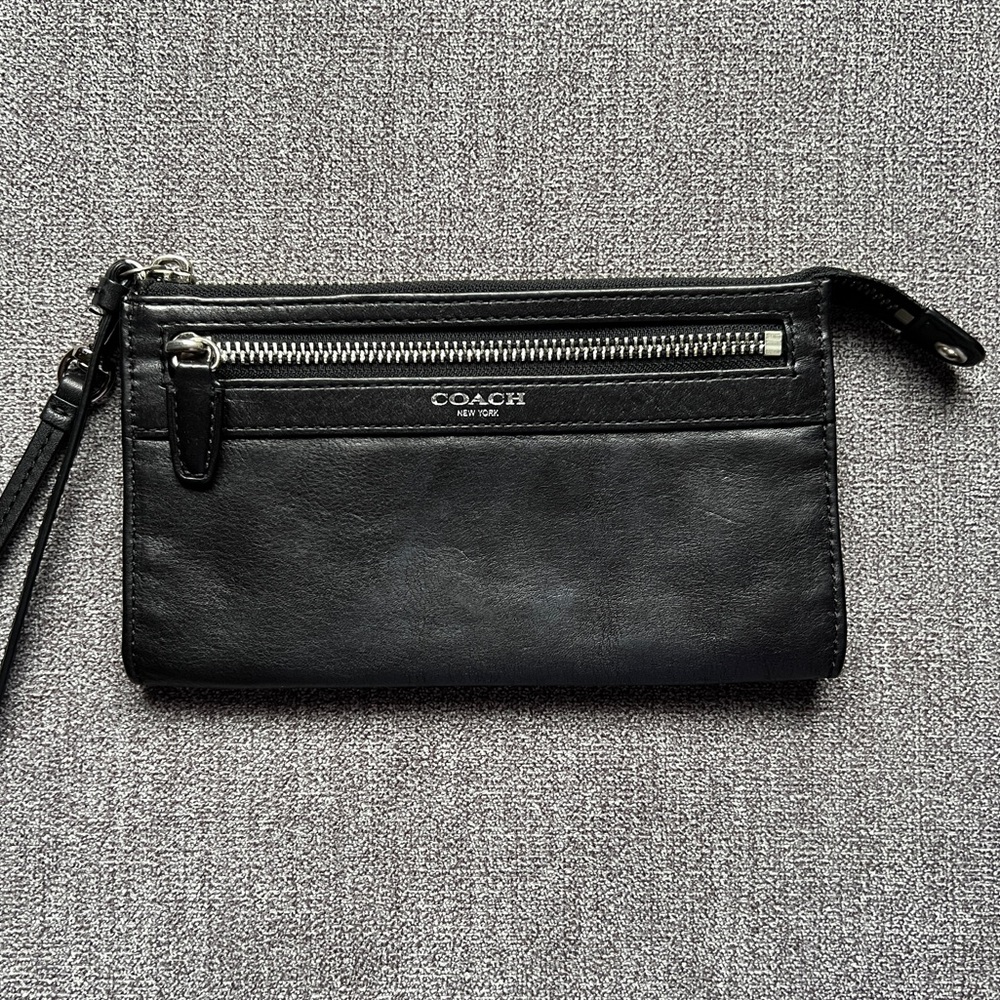 Coach Black Leather Wristlet